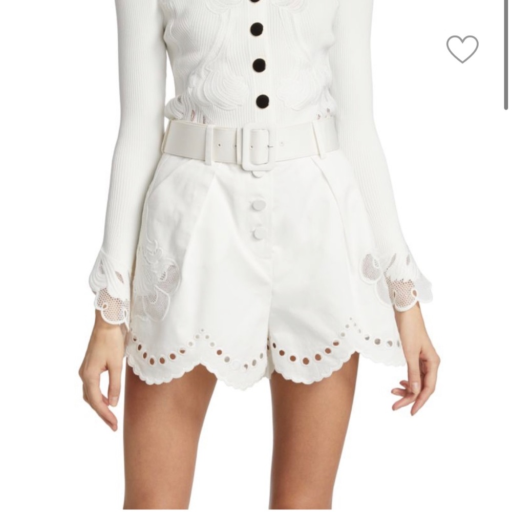 SELF-PORTRAIT
Belted Scallop-Trim Shorts
